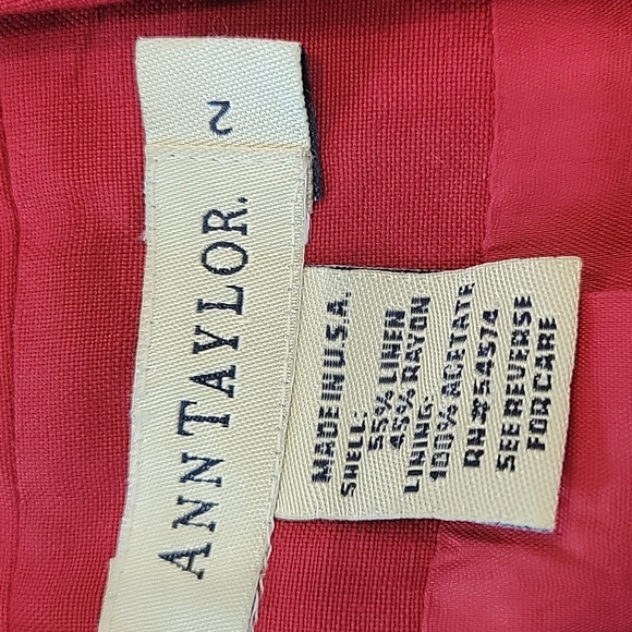 VINTAGE 90S Linen Double Breasted Boss Lady Red Long Line Blazer Small - Picture 3 of 13